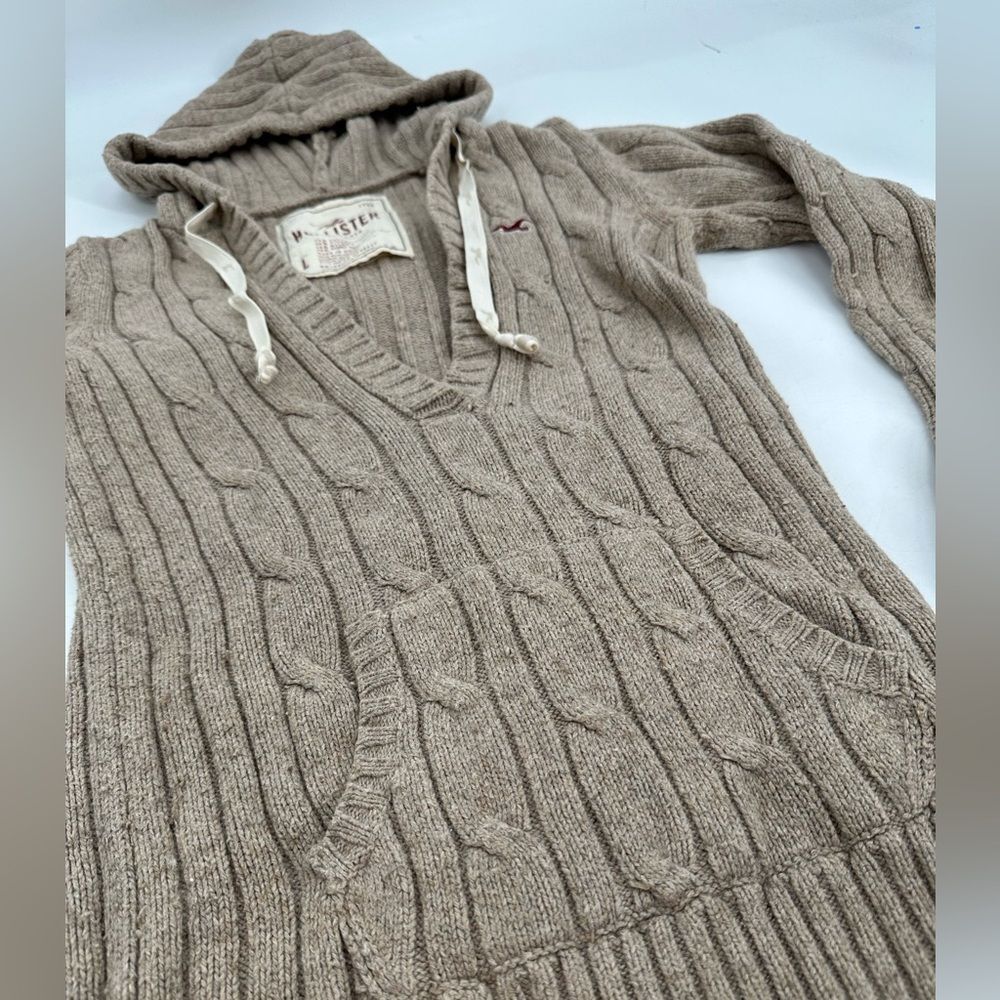 Hollister Womens Chunky Y2K Knit Hooded Sweater Size Large Bella Swan Slim Fit - Picture 3 of 7